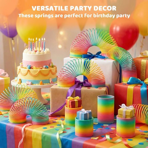 JOHOUSE Rainbow Magic Spring Toys - 12 PCS Colorful Plastic Party Favors for Kids | Fun Goodie Bag Stuffers