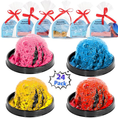 CHILDGO 24 Pack Valentines Gifts for Kids-Volcano Eruption Science Kits with Valentines Cards, STEM Experiments for Classroom Exchange and Party Favors for Boys and Girls