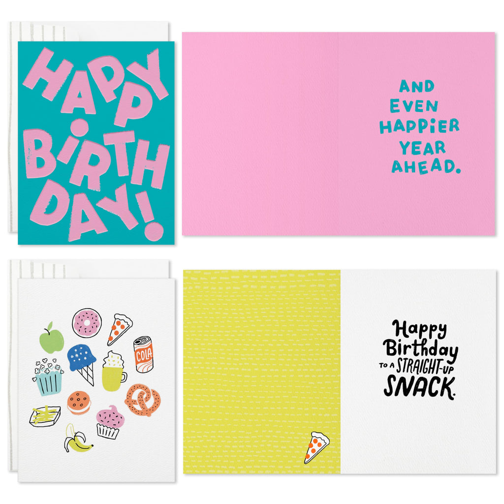 Hallmark Good Mail Fun Birthday Cards (4 Cards with Envelopes) for Friends, Coworkers, Siblings
