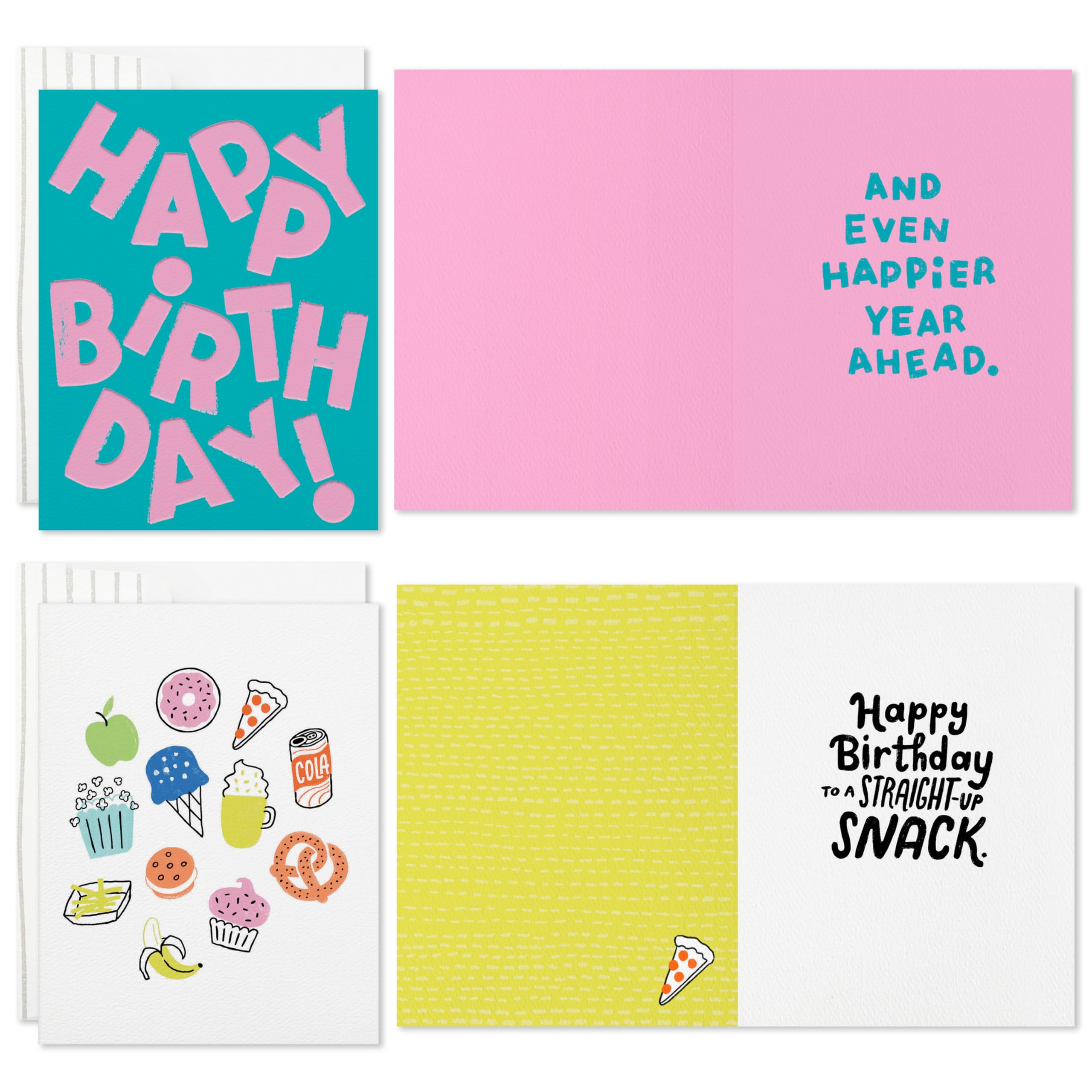Hallmark Good Mail Fun Birthday Cards (4 Cards with Envelopes) for Friends, Coworkers, Siblings