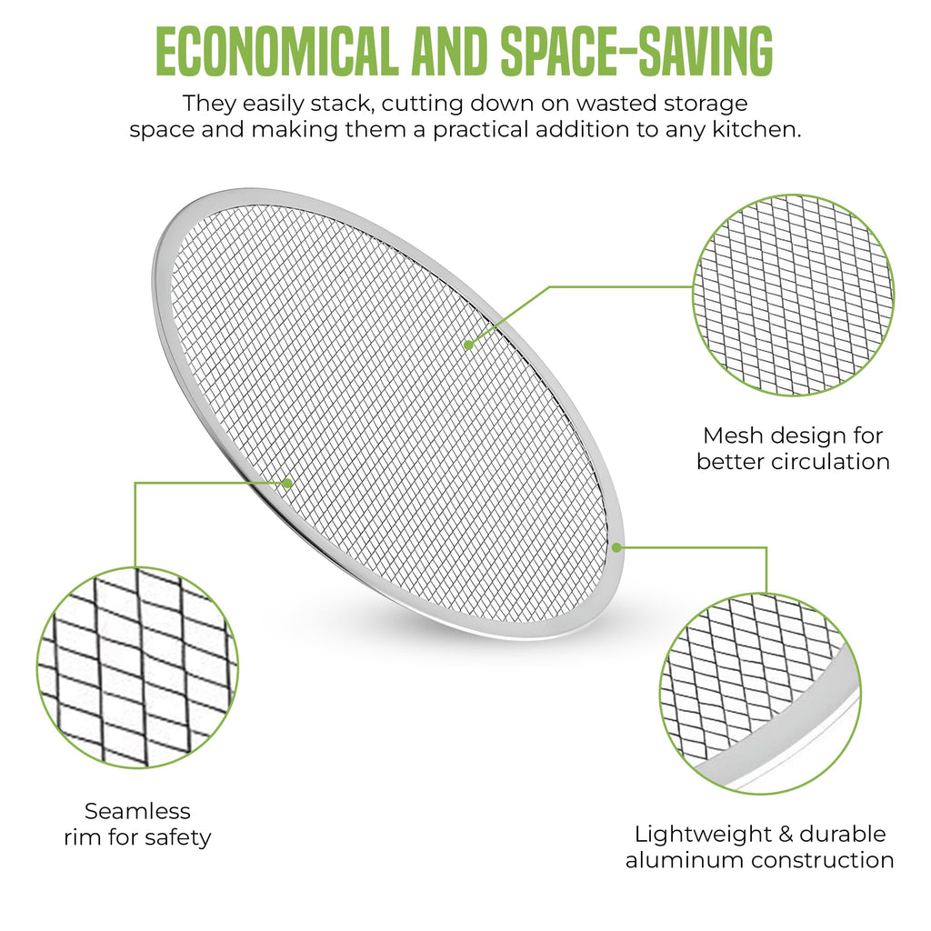 OCS Parts 12-Pack 14-Inch Aluminum Pizza Screen | Commercial Grade Pizza Tray Screen for Home Cooking, Pizzerias and Restaurants