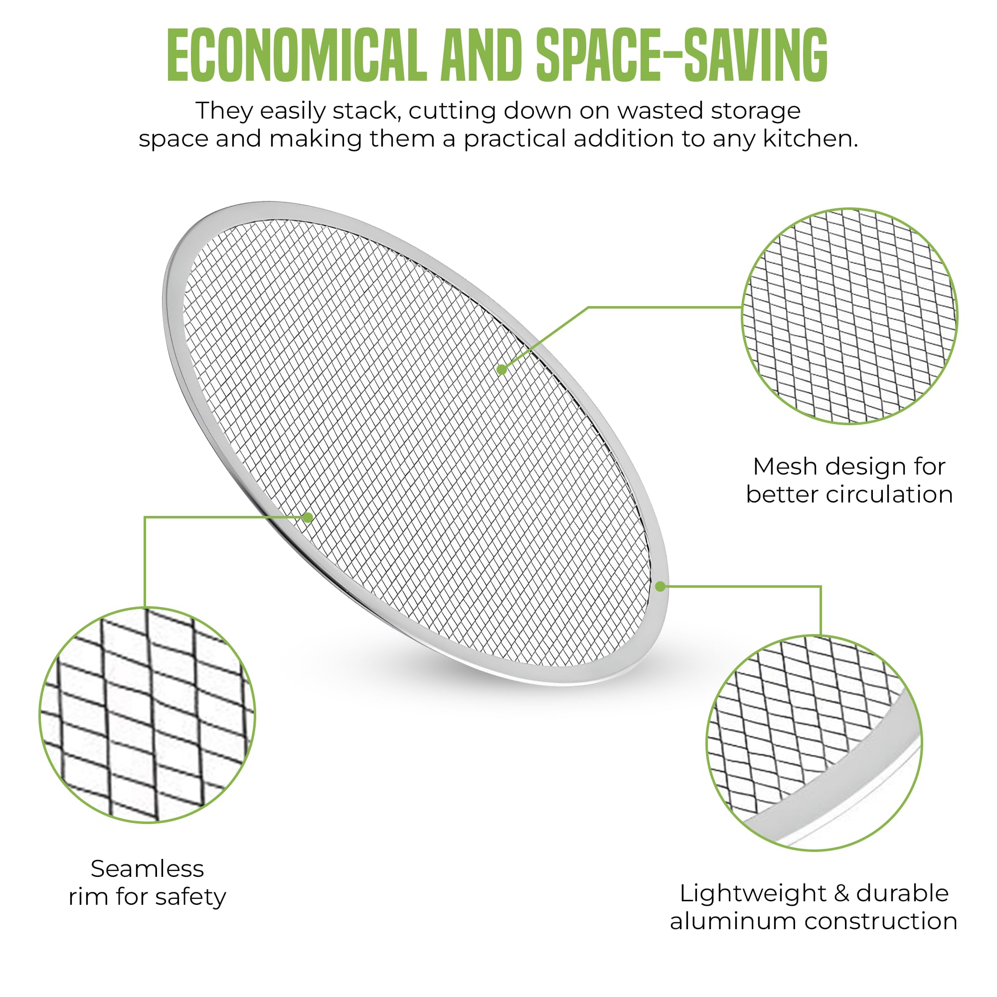 OCS Parts 12-Pack 14-Inch Aluminum Pizza Screen | Commercial Grade Pizza Tray Screen for Home Cooking, Pizzerias and Restaurants