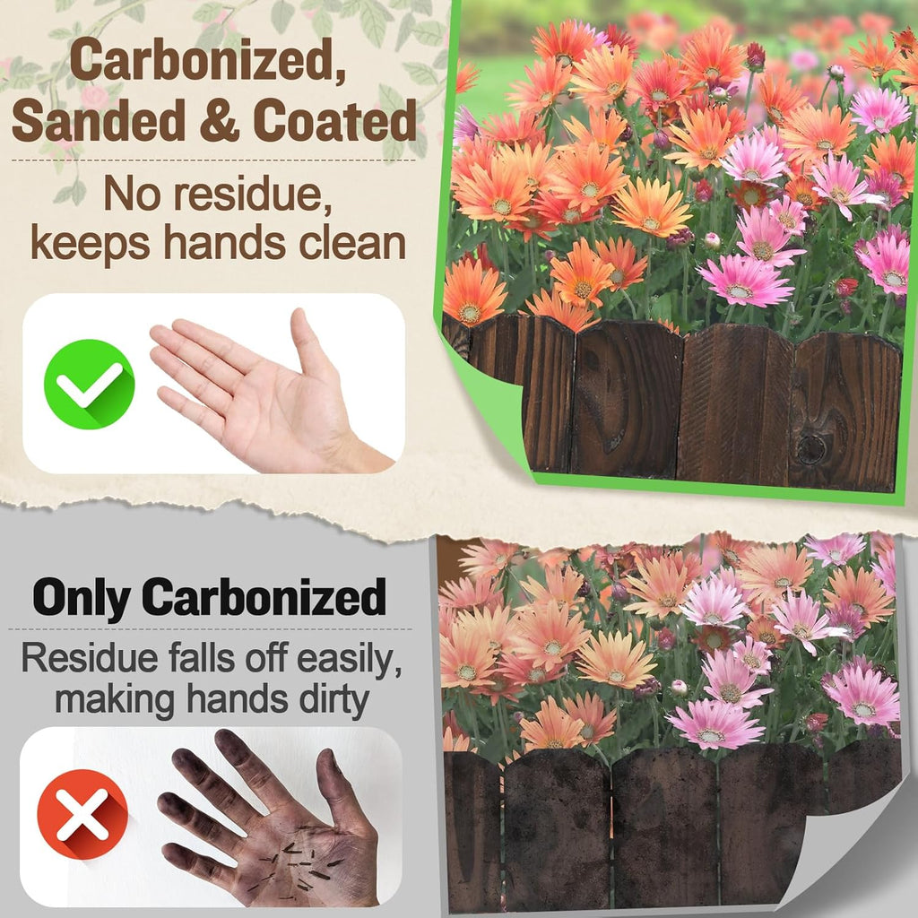 Sturdy Landscape Edging by [Brand Name] - 9.6ft Anti-Corrosive Wood Garden Border | Low-Profile Design for Flower Beds
