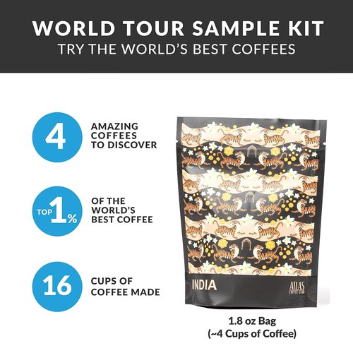 Atlas Coffee Club Gourmet Coffee Discovery Set - 4-Pack Variety Box of Premium Single Origin Coffees