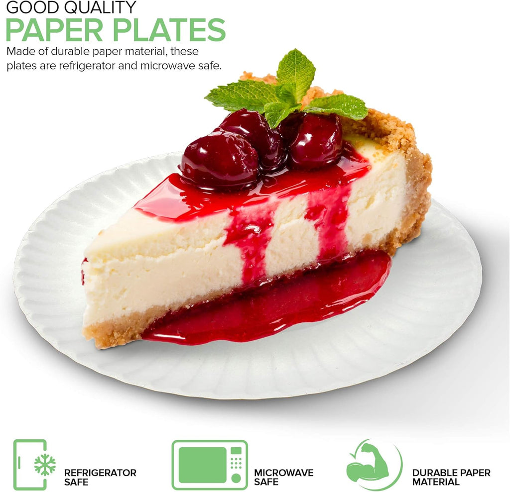 Stock Your Home 6-Inch Disposable Paper Plates - Uncoated White Dessert Plates, 100 Count