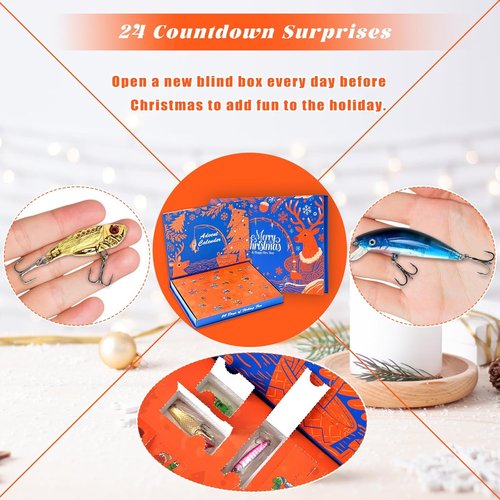 Fanfantoey Fishing Advent Calendar 2025 - Perfect Gift for Anglers & Teens | Blue Lures Kit