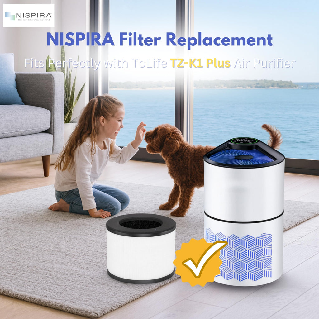 Nispira TZ-K1 Plus Replacement Filter Compatible with ToLife TZ-K1 Plus Air Purifiers Large Room 1291 Sq ft Size 7"L x 8"W x 8"Th, 1 Pack