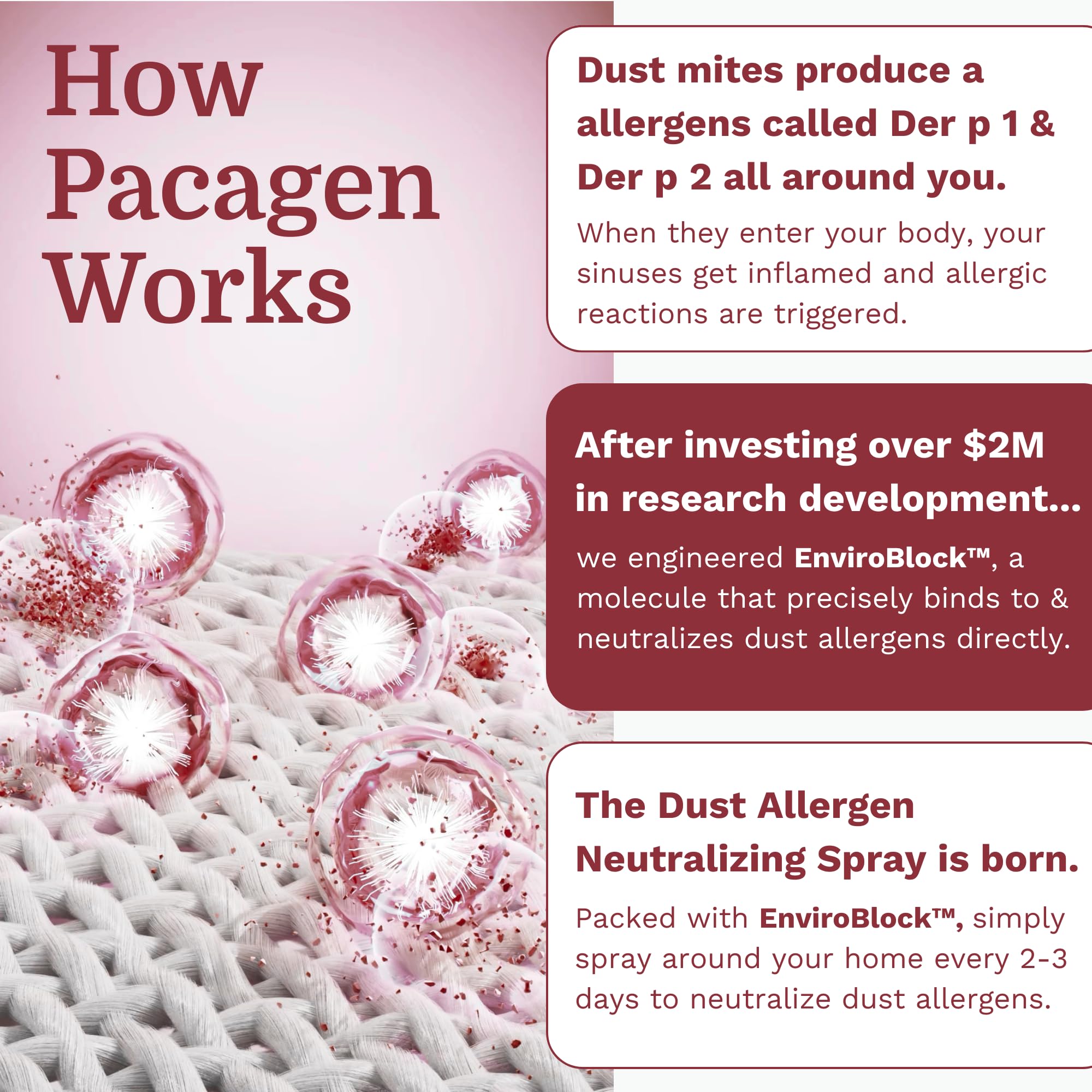 Pacagen Dust Allergen Neutralizing Spray for Humans - Perfect for Home Use, Immediate Results, Easy to Use, and Pet Friendly - A Few Sprays Away from A Clear Day