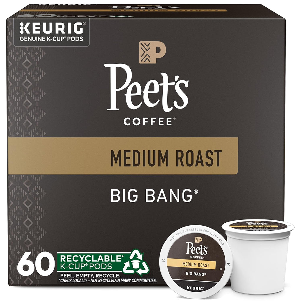 Peet's Coffee Medium Roast K-Cup Pods - 100% Arabica Big Bang Flavor | 60 Count (6 Boxes of 10 Pods)