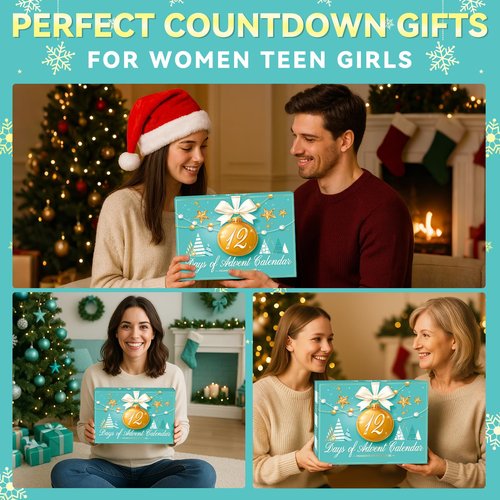 12 Day Christmas Advent Calendar 2025 for Women Teen Girls, Christmas Gifts Basket Ideas with Holiday Tumbler and Relaxing Spa Gifts Christmas Gift Basket for Wife Mom Girlfriends
