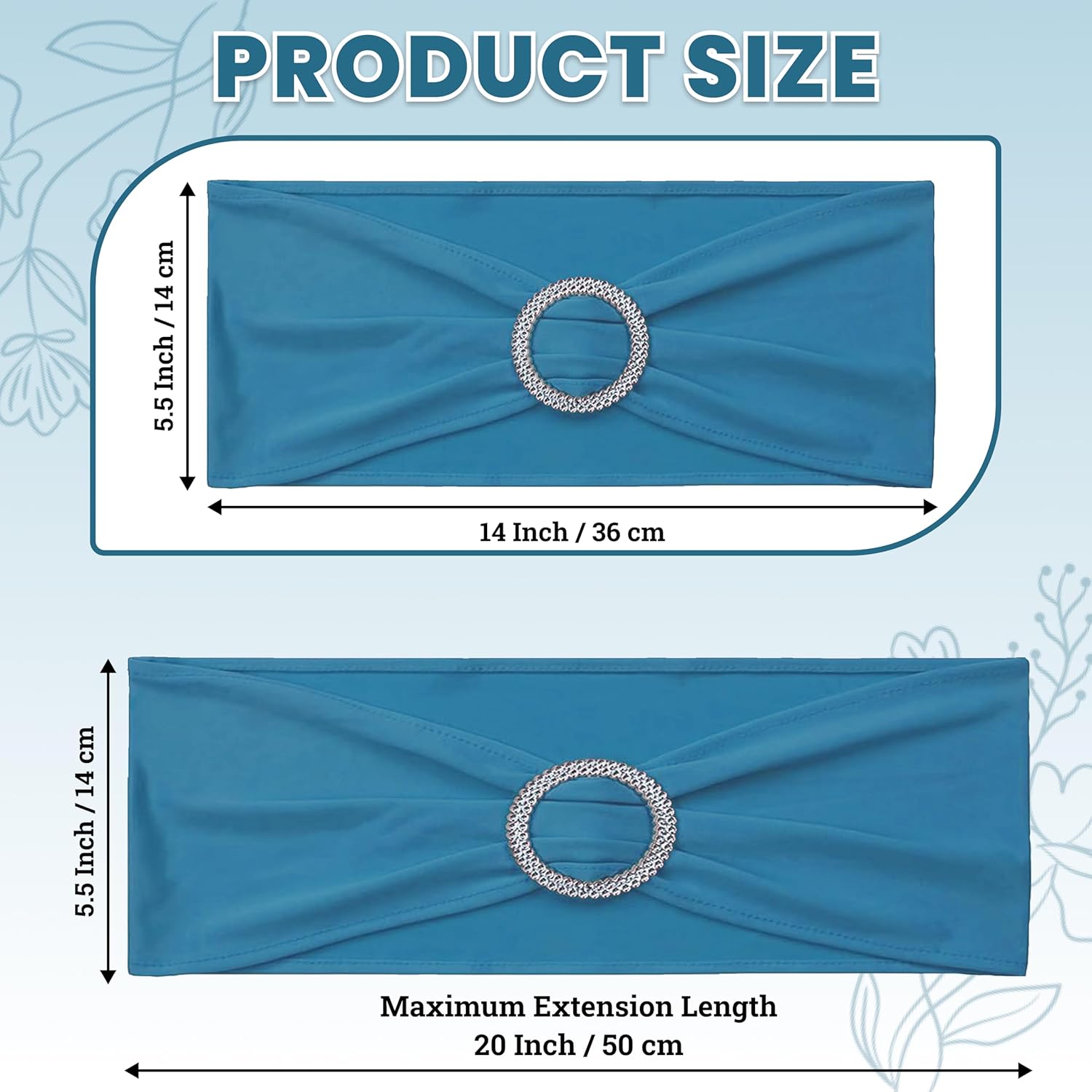 MDS Spandex Chair Sashes Bows - Universal Elastic Stretch Ties with Buckle Slider | Dark Teal, Pack of 150