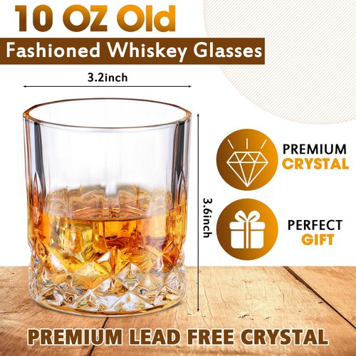 Yaomiao 24 Pcs Old Fashioned Whiskey Glasses Bulk 10 Oz Bourbon Glass Cocktail Rocks Glasses for Whiskey Bourbon Liquor and Cocktail Drinks Gift