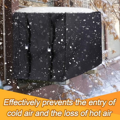 Air Conditioner Covers for Window Units - 3 Layers Insulation Outside AC Cover with Metal Buckle Strap, Outdoor Winter Waterproof AC Canopy Sun Shade - 27.5 × 22.5 × 18.5 Inch
