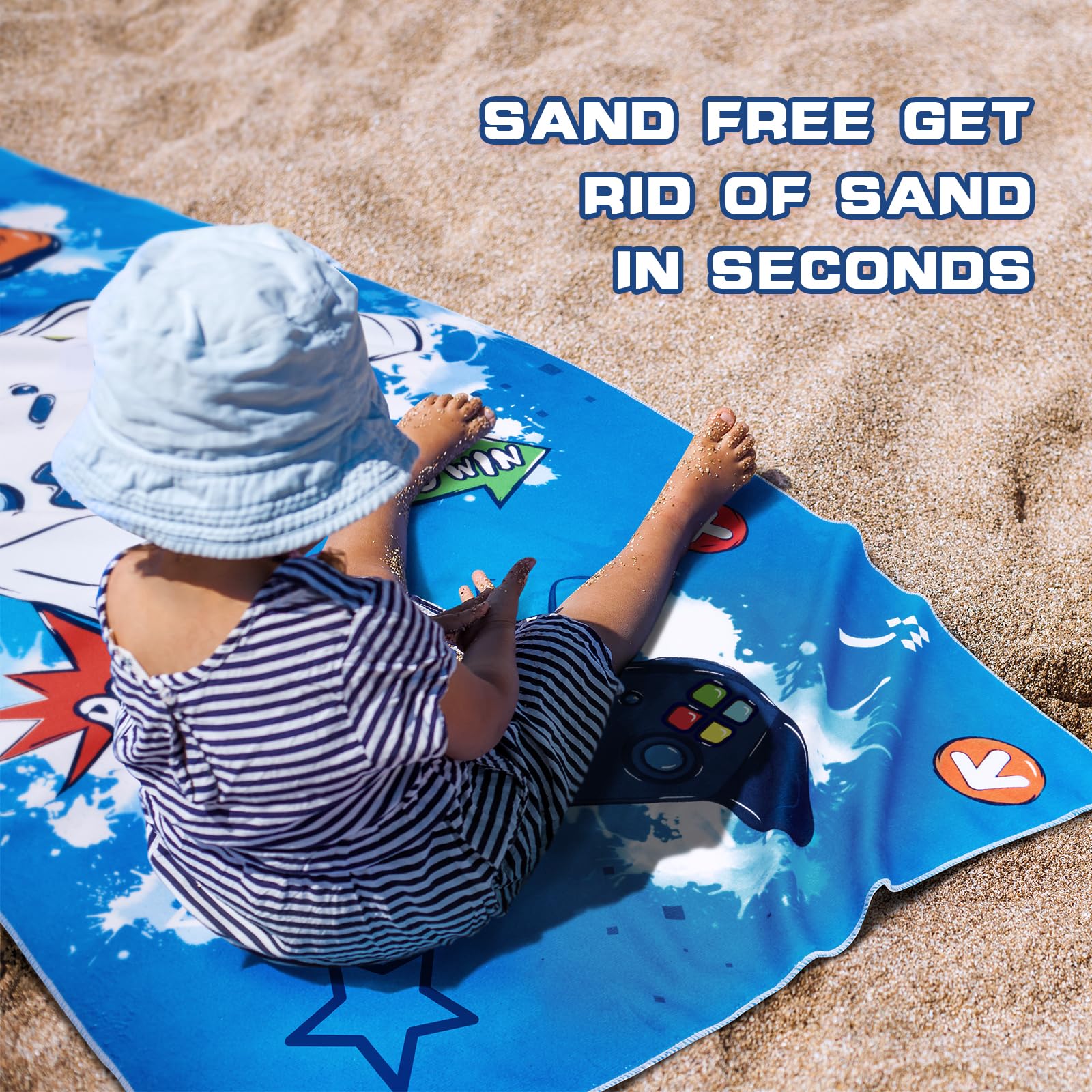 WERNNSAI Game Kids Beach Towel for Boys - 30” x 60” Quick Dry Sand-Free Swim Towels for Boys Super Soft Absorbent Towel, Pool Camping Travel Bath Towel for Outdoor Sports Picnic