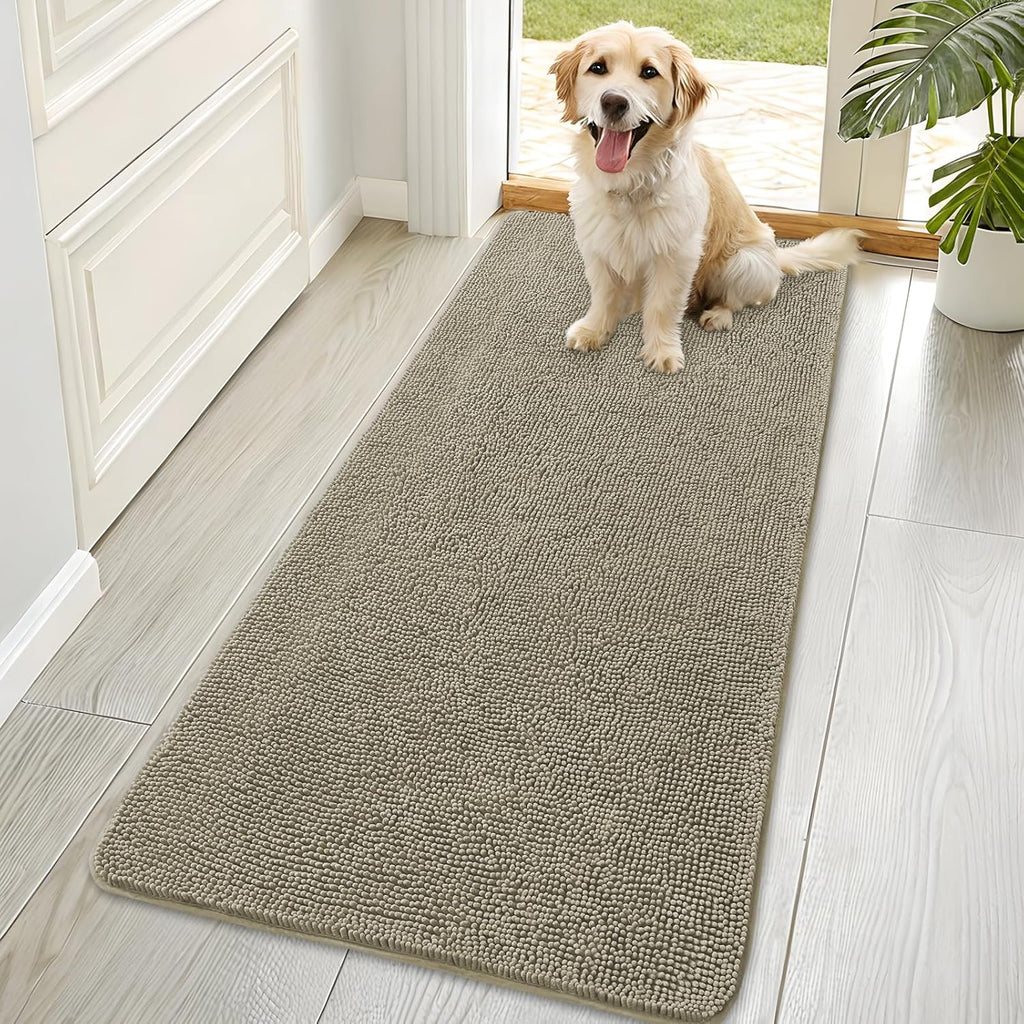 OLANLY Dog Door Mat - Absorbent Non-Slip Washable Doormat for Muddy Paws | 70x35 Warm Taupe