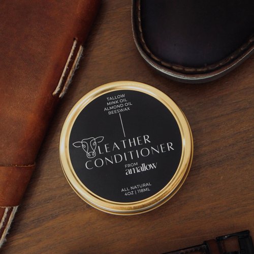 All Natural Leather Conditioner Balm - Made with Mink Oil, Tallow, & Beeswax, Protects, Softens Restores and Waterproofs Leather Shoes, Boots, Bags, Furniture (4 Oz)