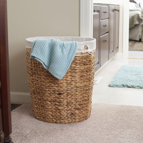 Household Essentials Wicker Basket Laundry Hamper with Liner, Natural