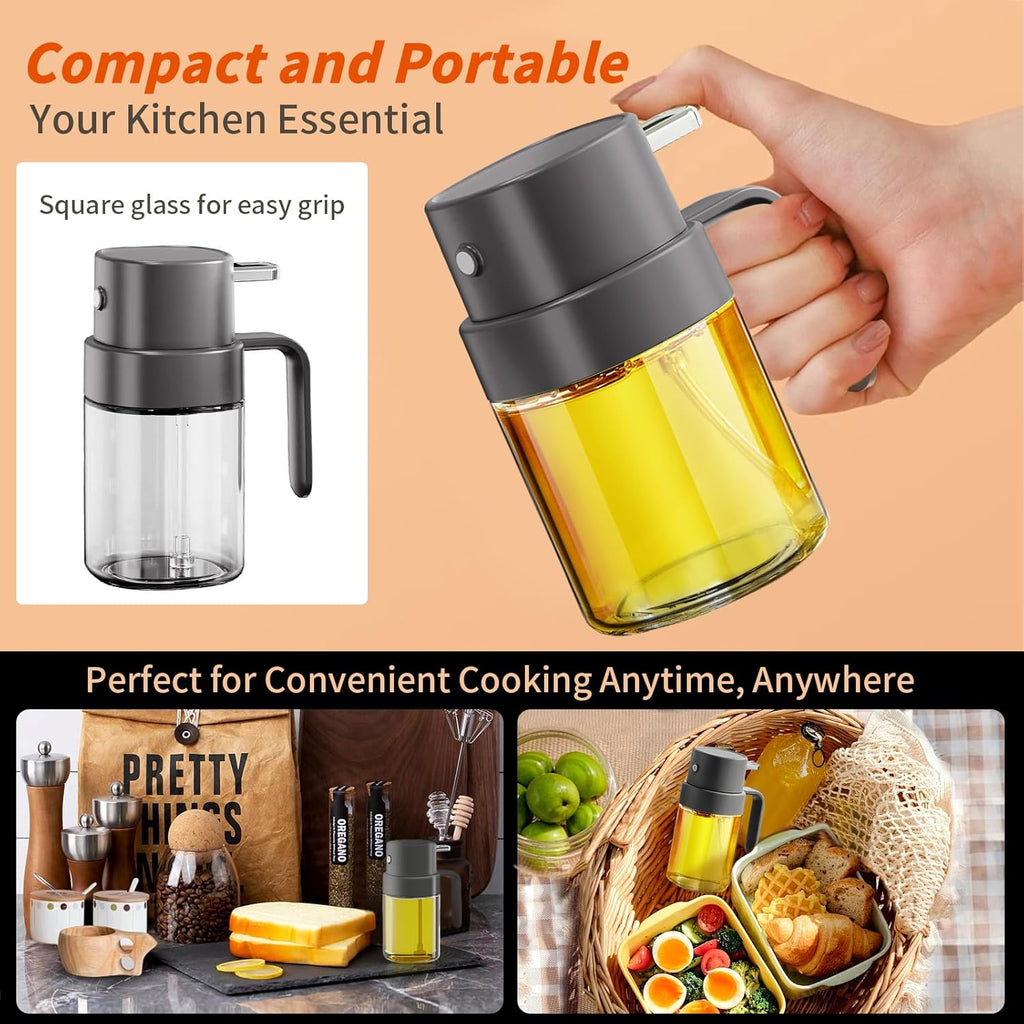 YARRAMATE Mini Oil Sprayer - 6.8 OZ Food-Grade Olive Oil Spray Bottle for Cooking & BBQ (Gray)