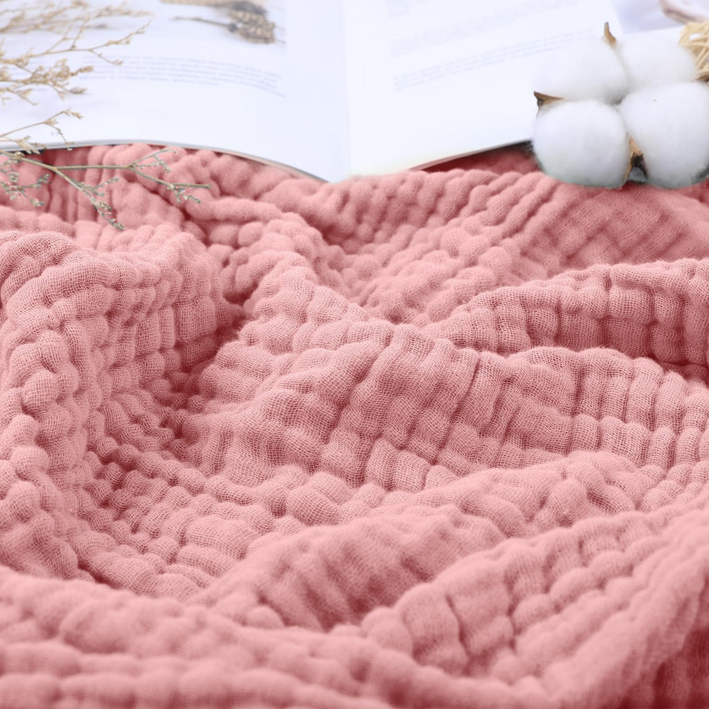 Yoofoss Muslin Blanket 100% Organic Cotton Large Twin Size 60" x 80" for Bed Couch Summer Gauze Blanket for Adults Lightweight and Breathable Bean Paste