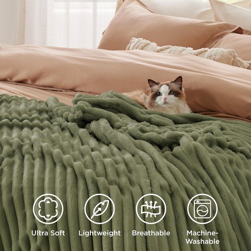 Bedsure GentleSoft Fleece Blanket - Cozy Twin Throw for Couch, Soft Moss Color, 60x80 Inches