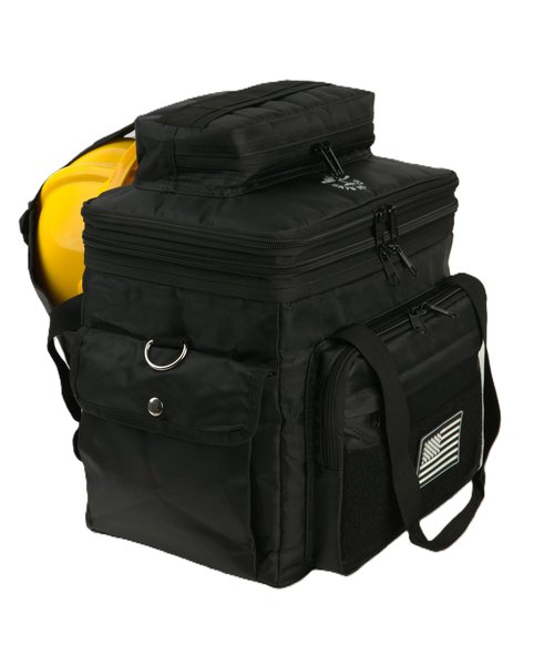 Days Pay Co. Hard Hat Pocket Lunch Bag – Insulated Cooler Tote with Hard Hat Pocket & Gear Storage – New Rugged Design for Construction & Trades – Stainless Steel Spork Included