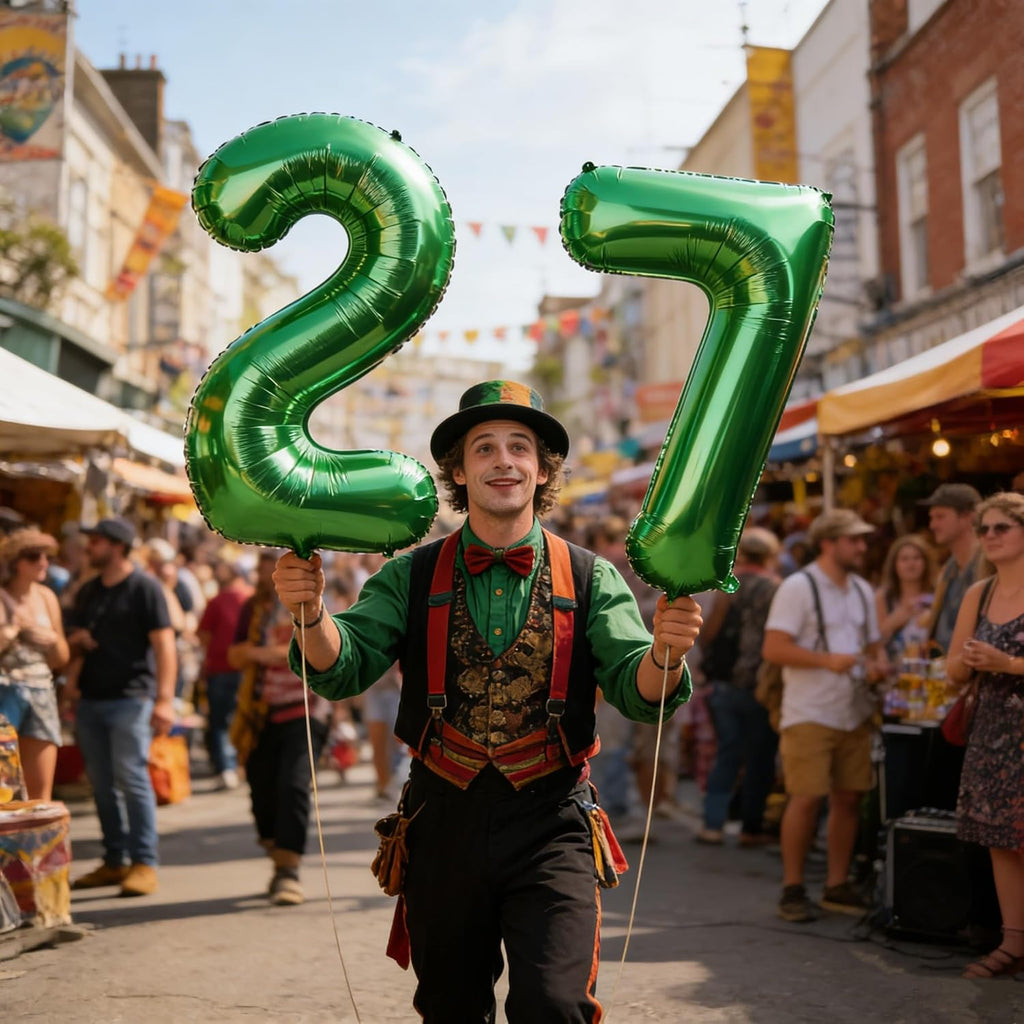 Number 27 Balloon by [Brand Name] - Large Dark Green Foil Birthday Decoration for Men & Women