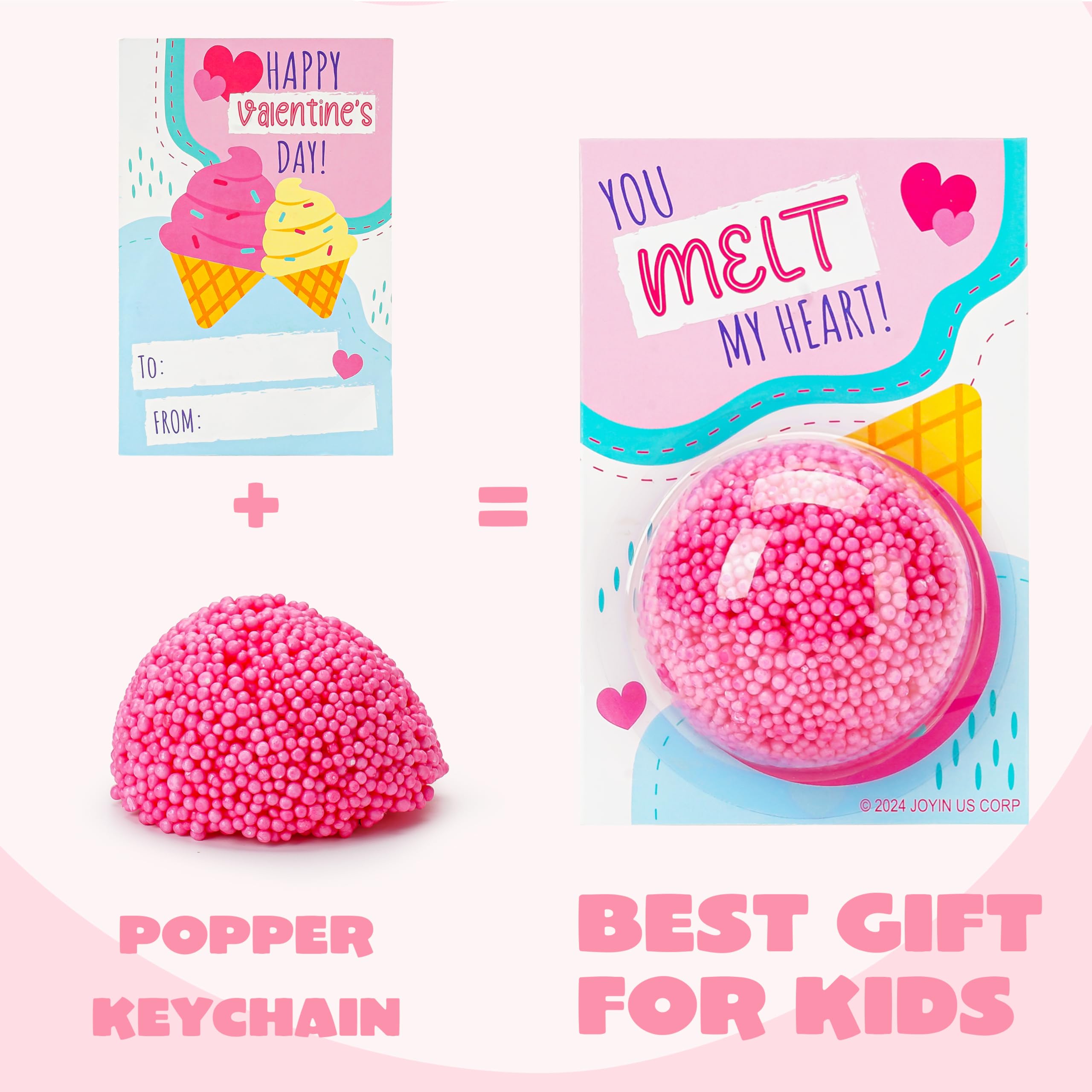 JOYIN 12 PCS Valentines Day Gift Cards with Colorful Play Modeling Squashy Bead Foam for Party Favor, Classroom Exchange Prize, Valentine’s Greeting Cards