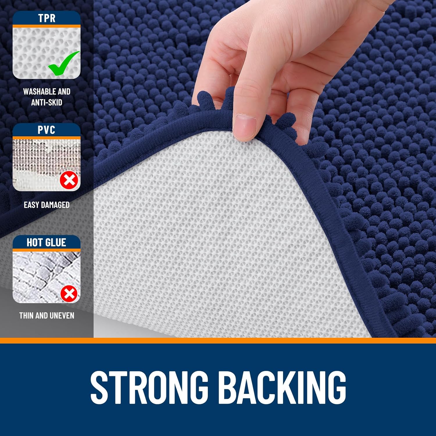 OLANLY Bathroom Rugs - Extra Soft Chenille Bath Mats with Quick Dry Rubber Backing | 30x20, Twilight Sapphire