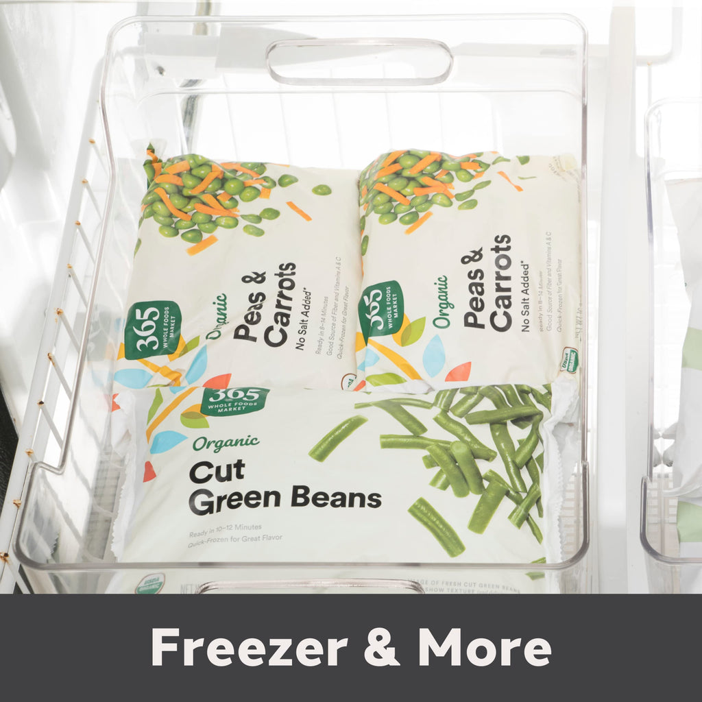 Oggi Storage Bin With Handles - Deep (9.75" x 9" x 6") - Ideal for Kitchen Organization, Pantry Storage, Fridge Organizing, Clear