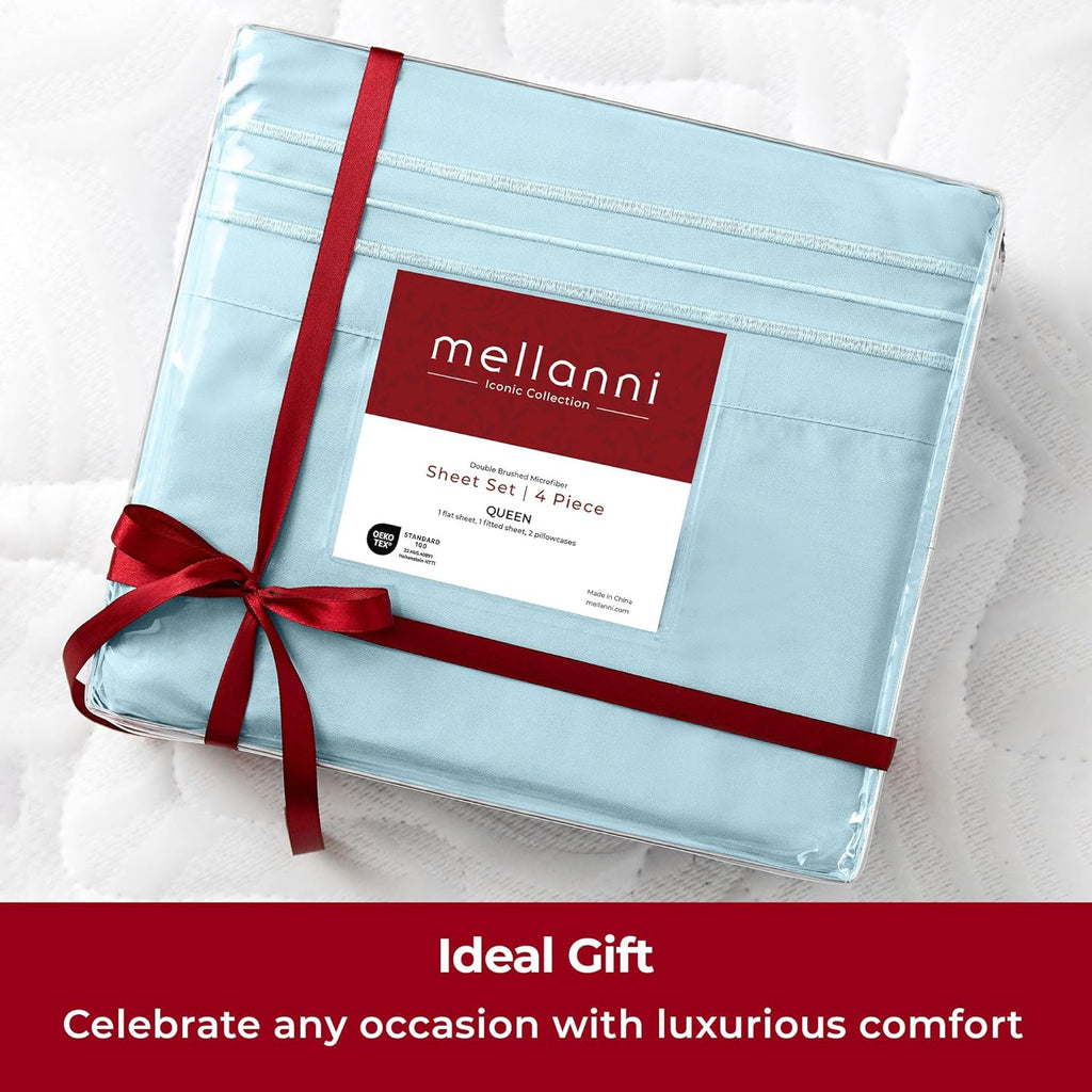 Mellanni Extra Deep Full Sheets - Hotel Luxury Bedding Set | Ultra Soft, Cooling, Stain Resistant (Full, Aqua)