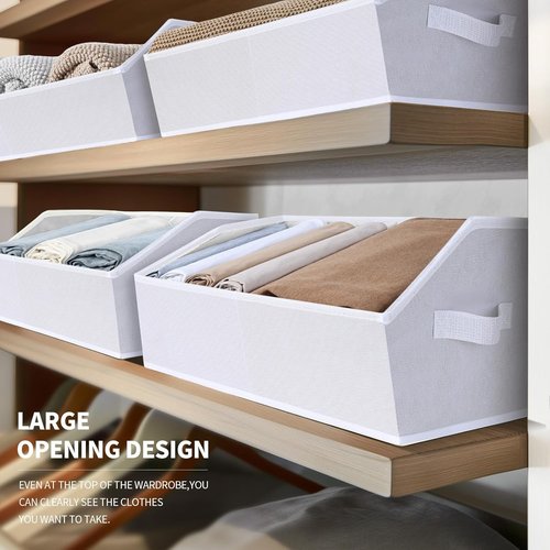 Homsorout Decorative Storage Baskets - Trapezoid Closet Bins with Handles, 3-Pack, White