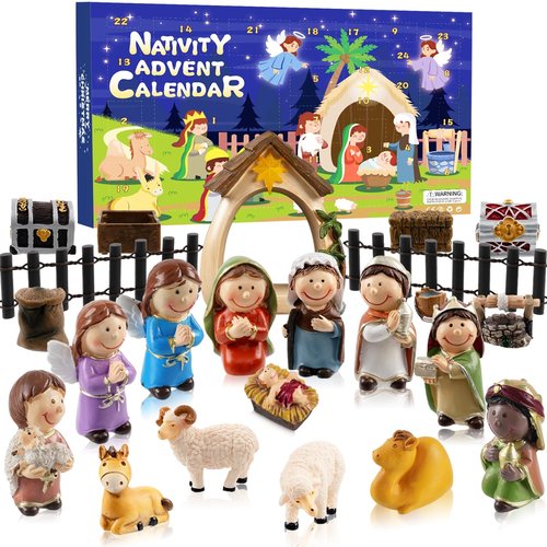 Nativity Advent Calendar 2025-24 Days of Nativity Scene Christmas Countdown Calendar Christian Religious Gifts for Kids Adult Women Men