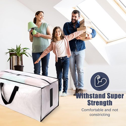 HOMESURE Large Water-Resistant Moving Bags - 12 Pack Heavy Duty Storage Totes with Zippers & Handles | Fold Flat Design