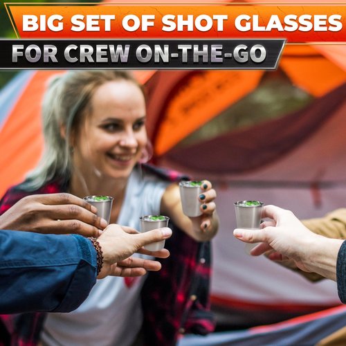 Stainless Steel Shot Glasses 70ml/2.37oz – 8 Pcs Metal Shot Glasses Unbreakable, Durable, Sleek Design with Smooth Surface, Easy to Clean – Suitable for Drinks for Home, Bar and Outdoor Use