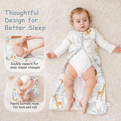 Looxii Baby Sleep Sack - 0.5 TOG 100% Cotton Wearable Blanket | 3-Pack for Newborns & Infants, 12-18 Months