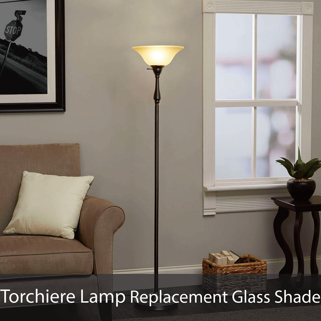 Aspen Creative 25304-76-1, Frosted Glass Shade w/Diamond Pattern for Medium Base Socket Torchiere Lamp, Swag Lamp and Pendant, 11-3/4" Diameter x 3-3/4" Height