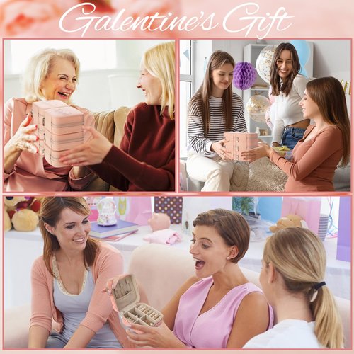 Clysee 6 Pcs Girls Trip Gifts Favors Jewelry Organizer with Pattern Birthday Gifts for Bestie Women Bride Wedding Anniversary for Mom Wife Weekend 2026 Summer Holiday Travel(Pink,Galentine's Gang)