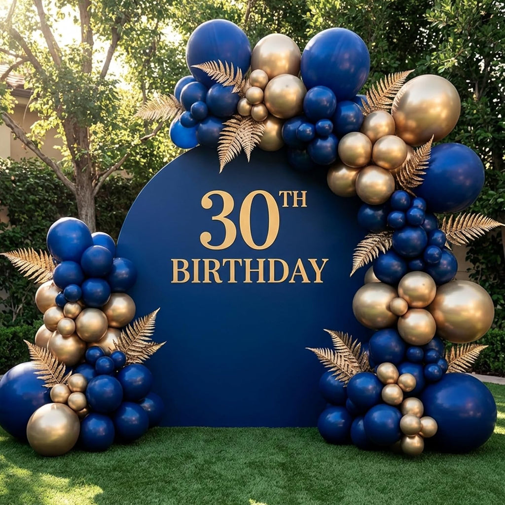 RUBFAC Chrome Gold Balloons - 129-Piece Latex Metallic Balloon Garland Kit for Parties | 5-18 Inch Sizes