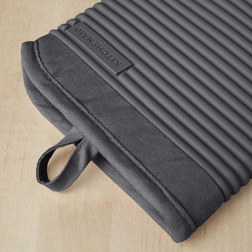 KitchenAid Ribbed Soft Silicone Oven Mitts - 2-Pack Set, 7.5"x13", Charcoal Grey for Ultimate Heat Protection