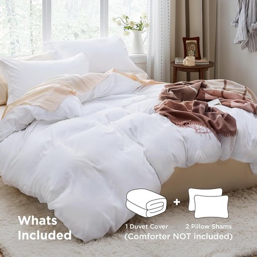 Bedsure California King Duvet Cover - Extra Soft Prewashed Cotton-Like Polyester Set, 104''x98'' with Zipper Closure & 2 Pillow Shams