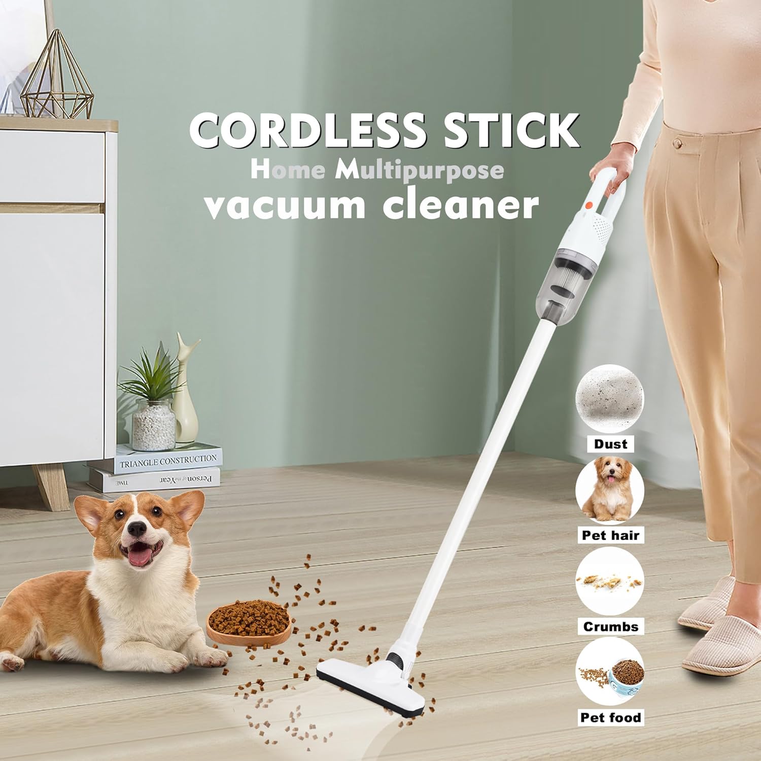 Skiennix 6-in-1 Lightweight Stick Vacuum Cleaner - 100W Powerful Motor for Hard Floors & Carpets (Silver Cordless)