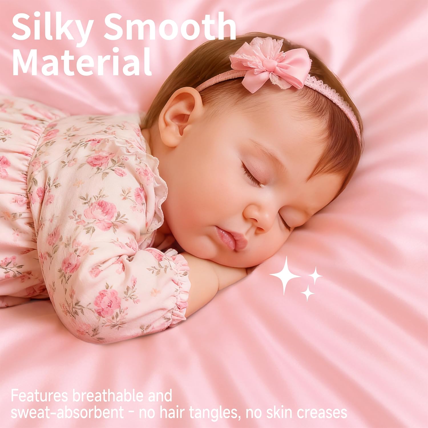 Skiennix Satin Bassinet Sheets - Soft Silk Feel for Baby Hair | 2 Pack in Pink & Purple