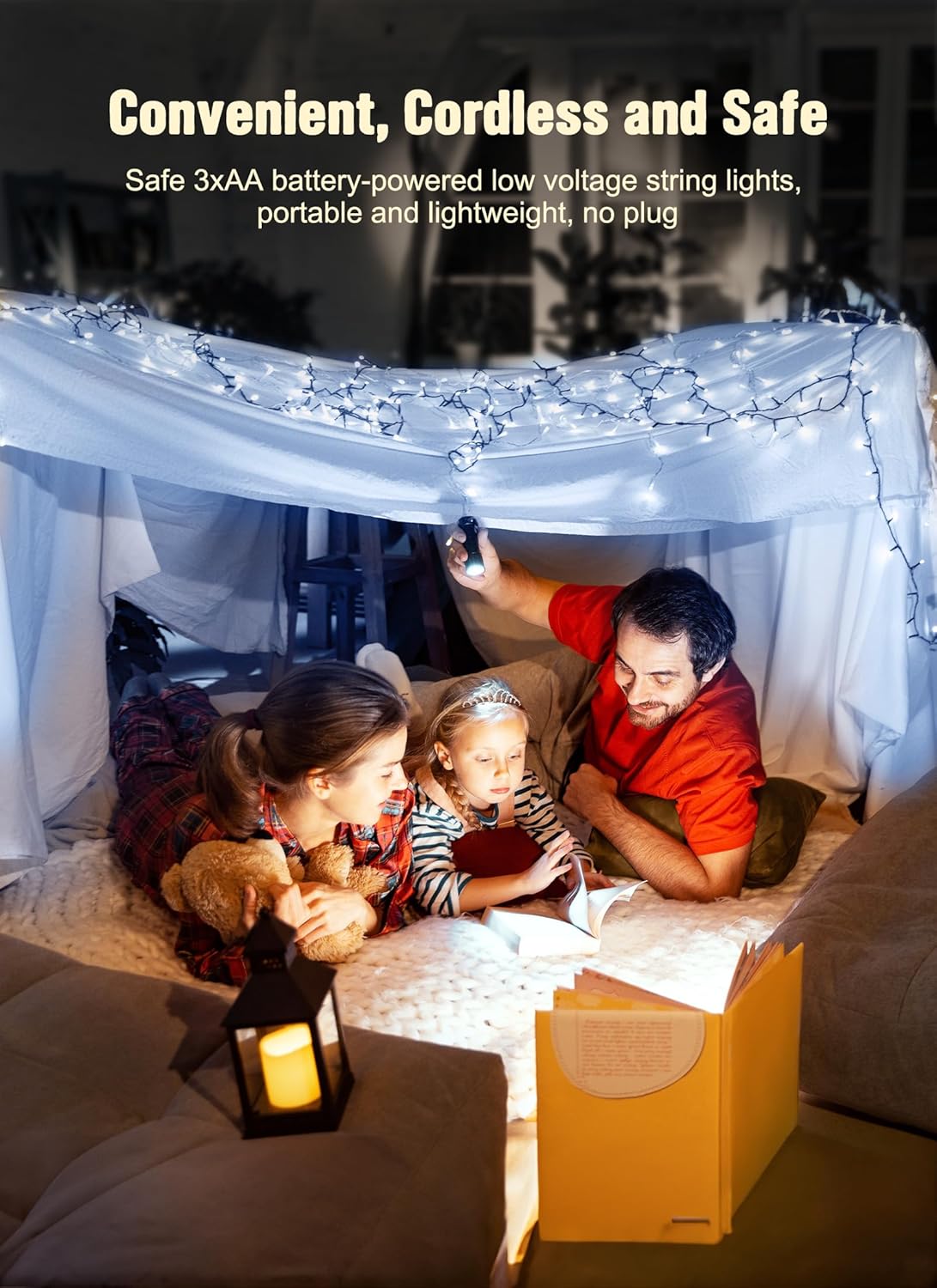 Skiennix Battery Operated Christmas String Lights - 8ft 20 LED Mini Lights with Timer | Pure White for Indoor & Outdoor Holiday Decor