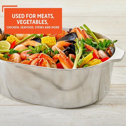 IMUSA USA Heavy-Duty Cajun Oval Aluminum Roaster - 15-Inch Silver Cookware