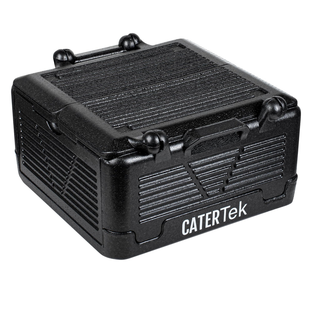 Restaurantware-Cater Tek 25 Quart Catering Hot Box, 1 Top Load Insulated Food Pan Carrier - Holds 1 Full Size 8” Deep Pan, Collapsible, Black EPP Plastic Food Box With Handles, Portable, For Buffet