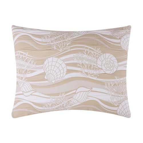 Greenland Home Coastal Paradise Woven Jacquard Matelasse Pillow Sham, King, Dover Natural