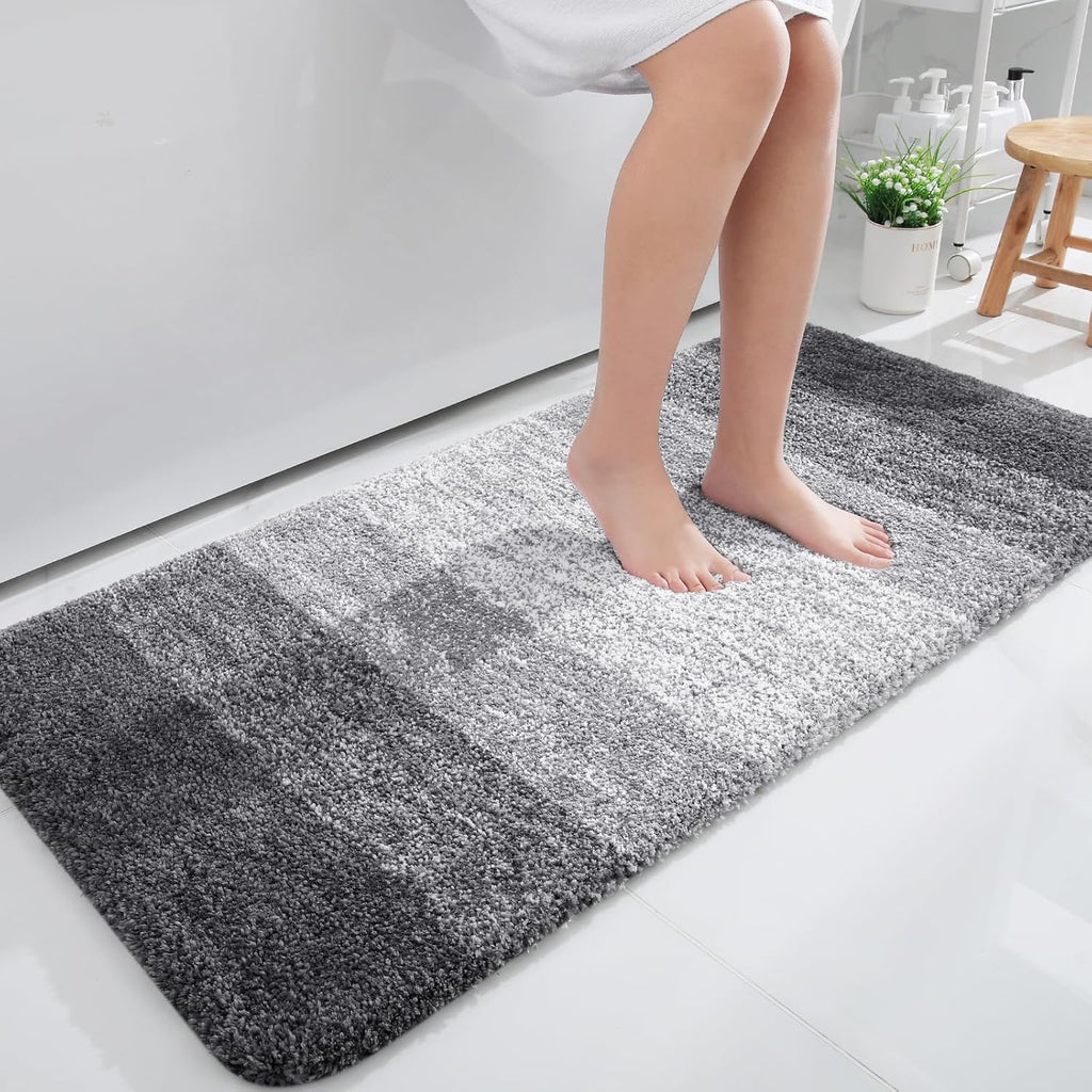 OLANLY Large Bathroom Rugs - Extra Soft Microfiber Mat 45x27 | Quick Dry, Machine Washable, Grey