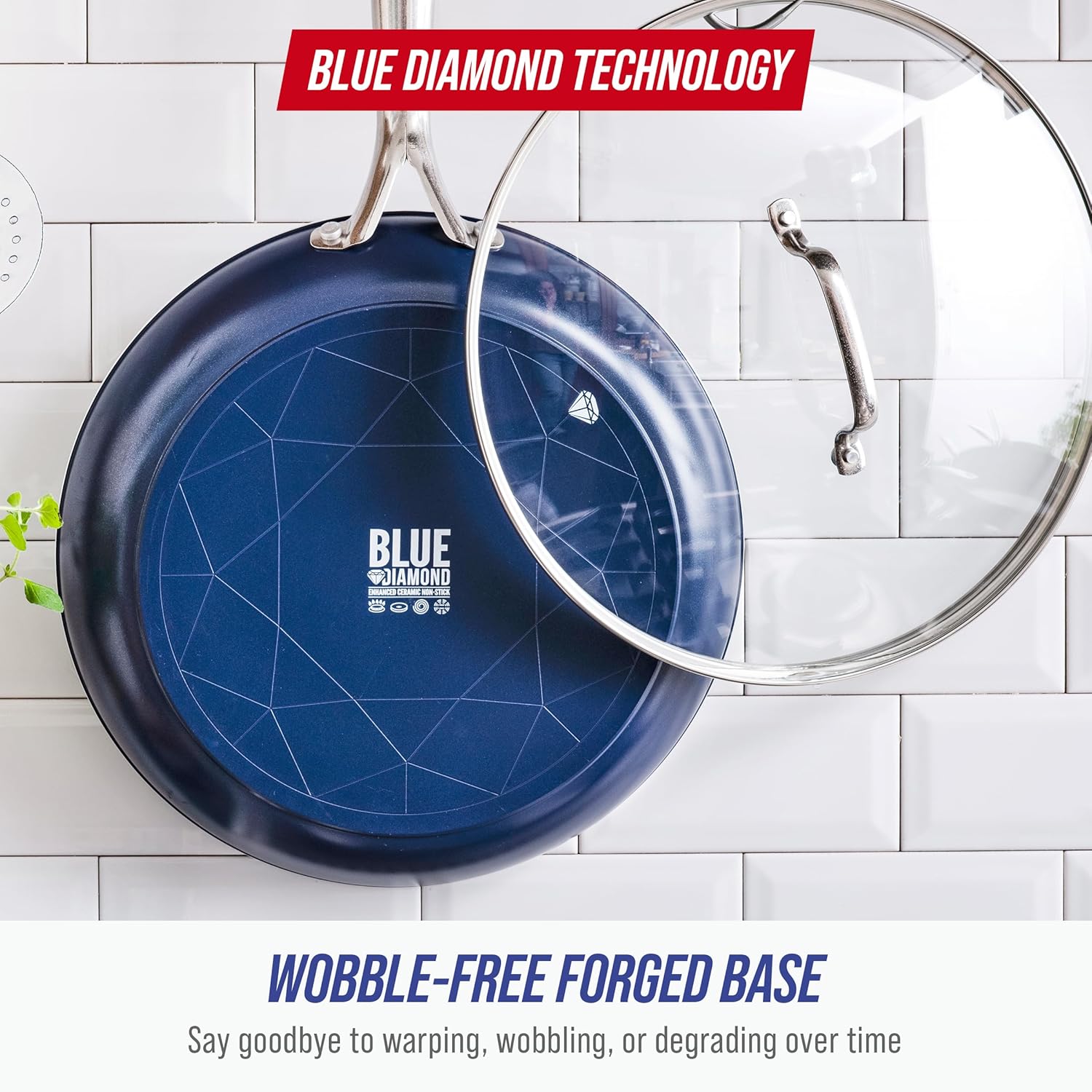 Blue Diamond 12" Nonstick Frying Pan - Diamond Infused, PFAS & PTFE-Free, Dishwasher Safe, Stay Cool Handle