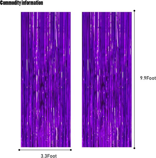 CANREVEL Purple Foil Fringe Backdrop Curtains - 2 Pack Tinsel Streamers for Birthday, Graduation & Disco Parties | 3.3x8.2 Feet