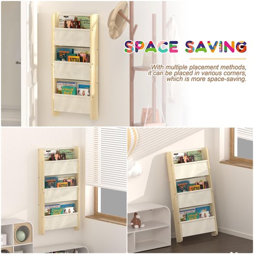Wall Kids Bookshelf - Floating Book Shelf for Kids Room, Nursery & Classroom, Ideal 3 Tier Wood Bookshelf Storage for Boys and Girls